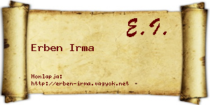 Erben Irma névjegykártya